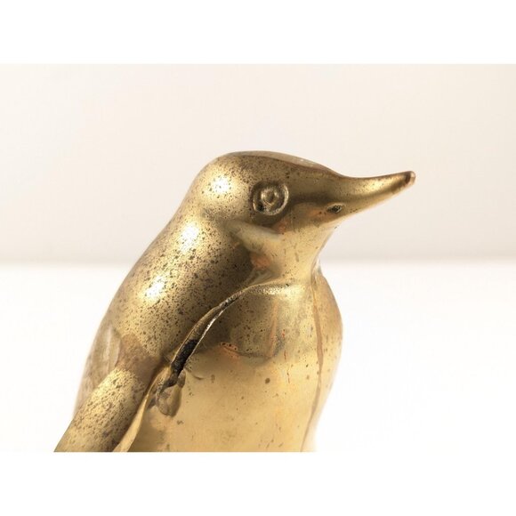 Vintage 4.25" brass Penguin figurine, baby penguin ornament, vintage mcm home - Picture 4 of 8
